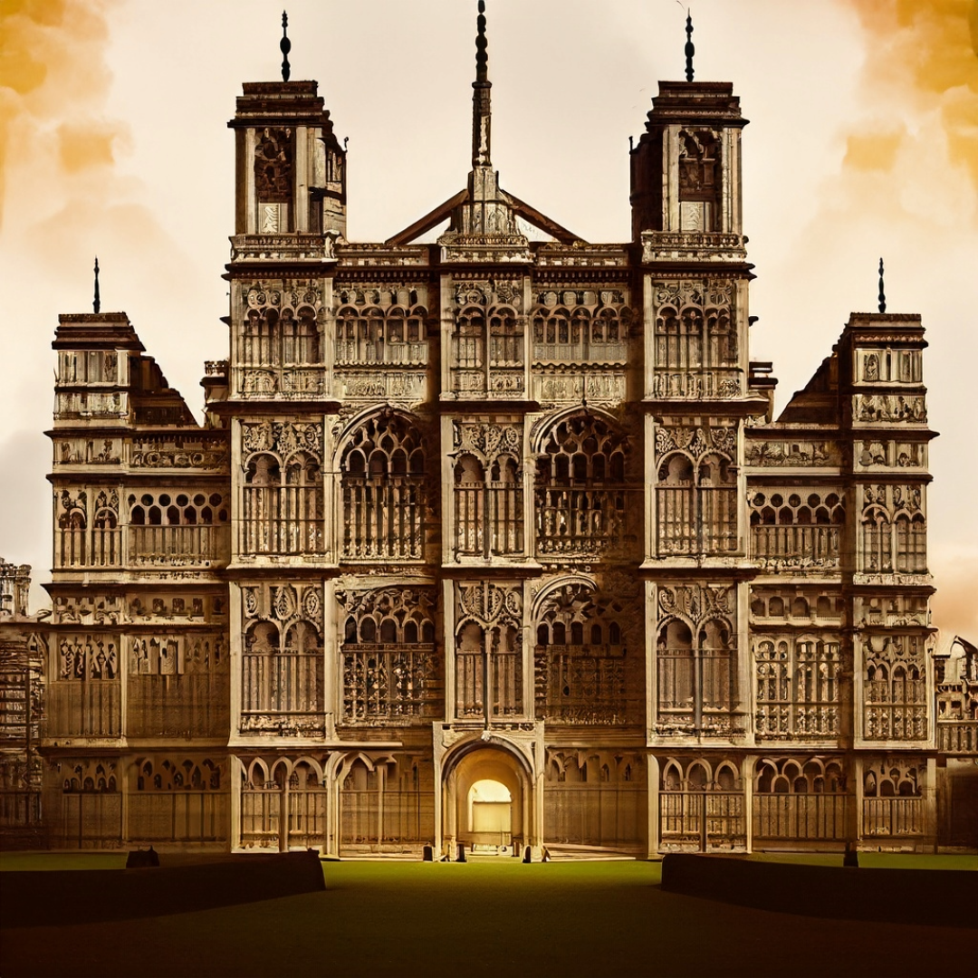 banner van Royal albert hall in stijl van Sherlock Holmes